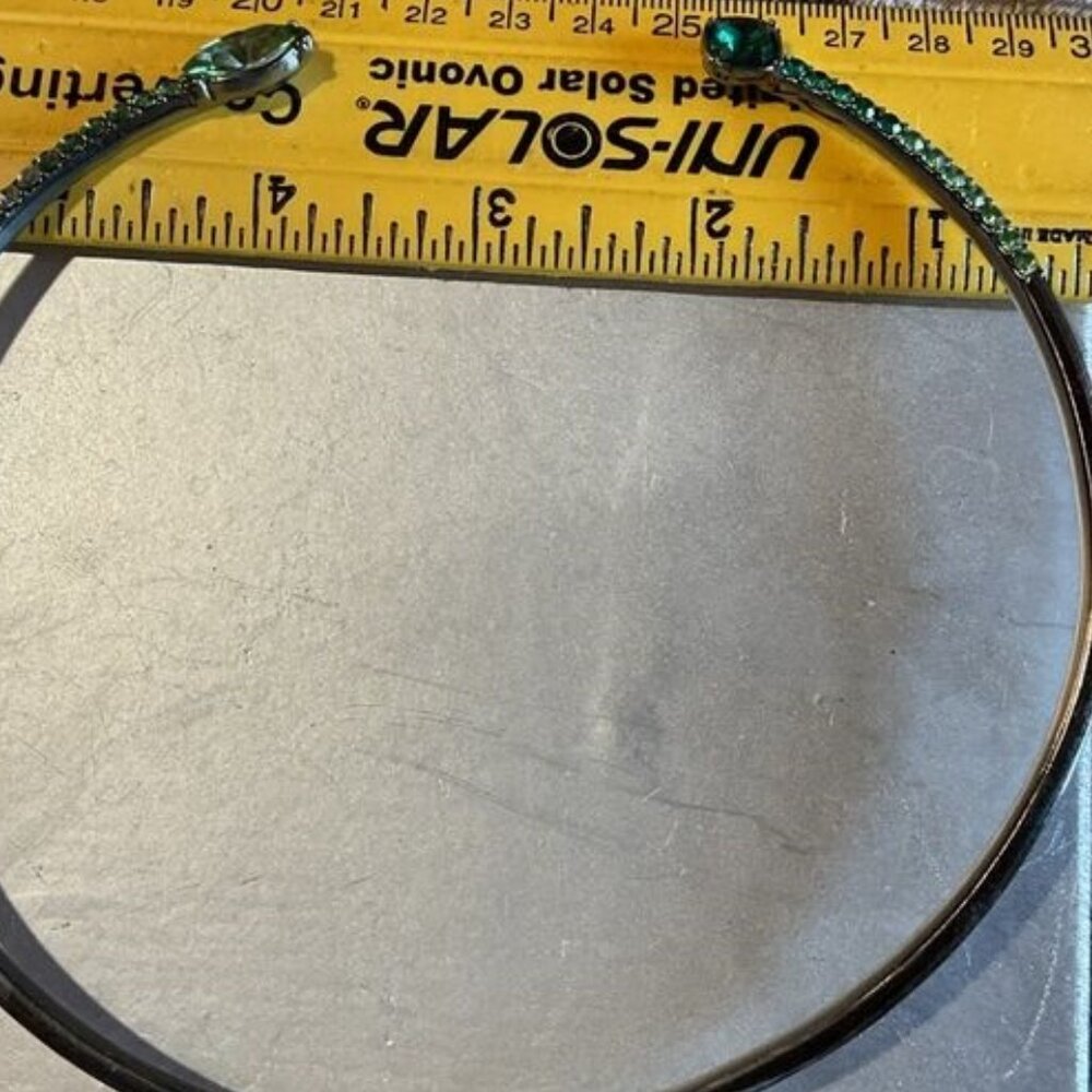 VERA WANG Rocker Chic Gunmetal Ombre Green Crystal Collar Necklace**NEW! - Picture 2 of 2